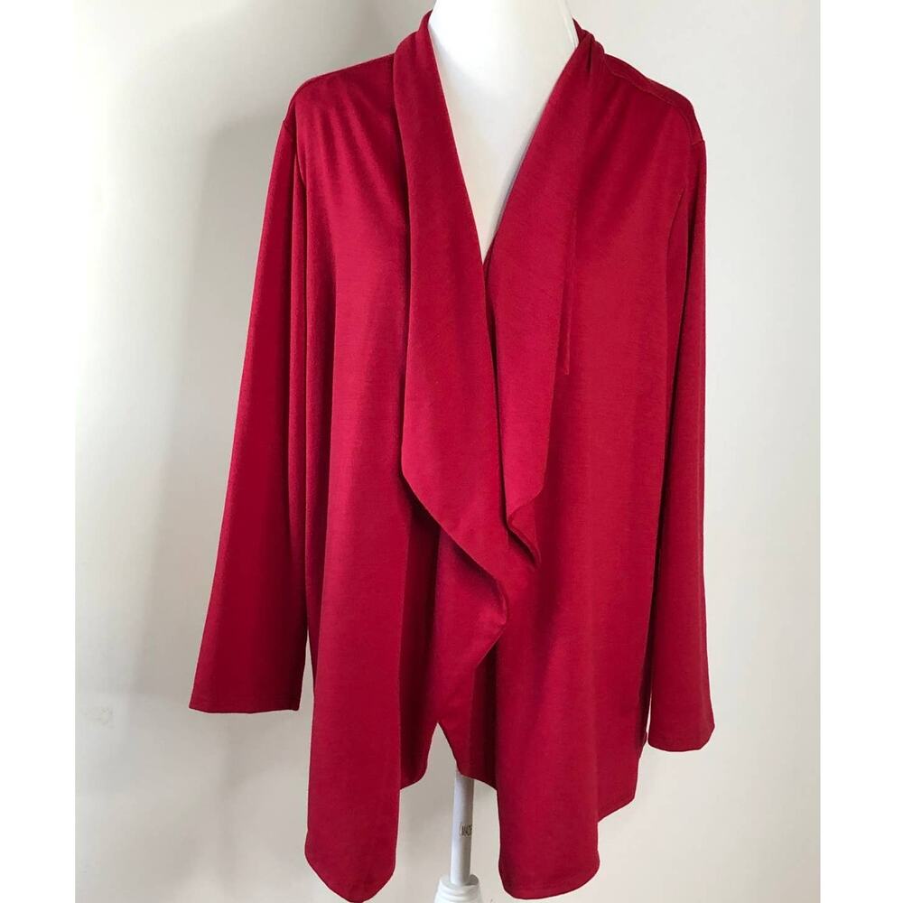 Slinky Brand 1X Red Cardigan Stretchy Travel  Made USA